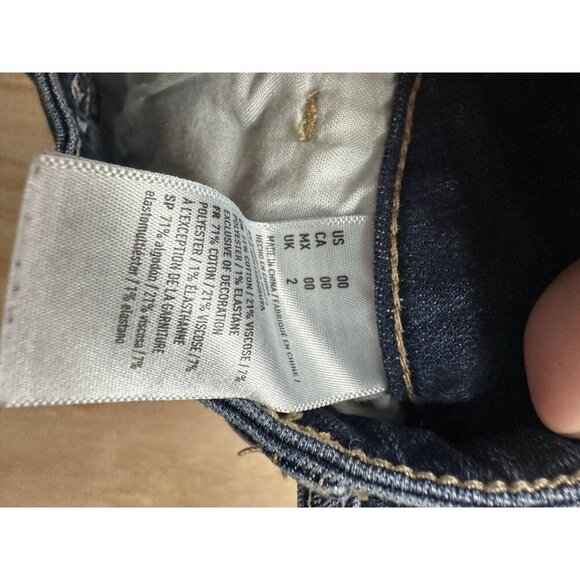 American Eagle Sz 00 Next Level Stretch Floral Hi-Rise Shortie Denim Jean Short - Picture 3 of 7